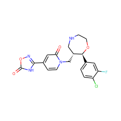 O=c1[nH]c(-c2ccn(C[C@@H]3CNCCO[C@H]3c3ccc(Cl)c(F)c3)c(=O)c2)no1 ZINC000115738029