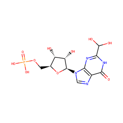 O=c1[nH]c(C(O)O)nc2c1ncn2[C@H]1O[C@@H](COP(=O)(O)O)[C@H](O)[C@@H]1O ZINC000034408647