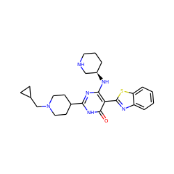 O=c1[nH]c(C2CCN(CC3CC3)CC2)nc(N[C@@H]2CCCNC2)c1-c1nc2ccccc2s1 ZINC001772655956