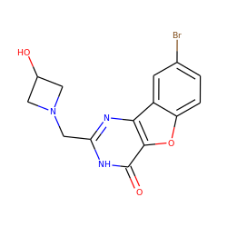 O=c1[nH]c(CN2CC(O)C2)nc2c1oc1ccc(Br)cc12 ZINC000084724177