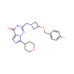 O=c1[nH]c(CN2CC(OCc3ccc(F)cc3)C2)nn2c(C3CCOCC3)ncc12 ZINC000205445504