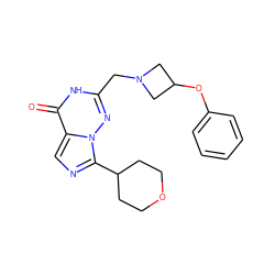 O=c1[nH]c(CN2CC(Oc3ccccc3)C2)nn2c(C3CCOCC3)ncc12 ZINC000205445447