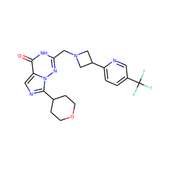 O=c1[nH]c(CN2CC(c3ccc(C(F)(F)F)cn3)C2)nn2c(C3CCOCC3)ncc12 ZINC000205453179