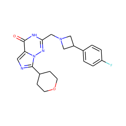 O=c1[nH]c(CN2CC(c3ccc(F)cc3)C2)nn2c(C3CCOCC3)ncc12 ZINC000205438689