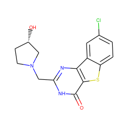 O=c1[nH]c(CN2CC[C@H](O)C2)nc2c1sc1ccc(Cl)cc12 ZINC000044715925