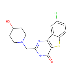 O=c1[nH]c(CN2CCC(O)CC2)nc2c1sc1ccc(Cl)cc12 ZINC000045286702