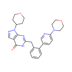 O=c1[nH]c(Cc2ccccc2-c2ccc(N3CCOCC3)nc2)nc2c1cnn2C1CCOCC1 ZINC000068247263