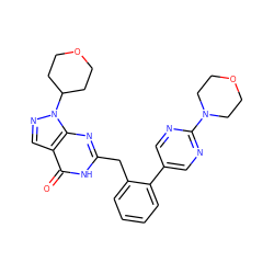 O=c1[nH]c(Cc2ccccc2-c2cnc(N3CCOCC3)nc2)nc2c1cnn2C1CCOCC1 ZINC000169699877