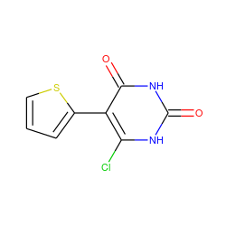 O=c1[nH]c(Cl)c(-c2cccs2)c(=O)[nH]1 ZINC000014972769