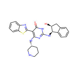 O=c1[nH]c(N[C@@H]2c3ccccc3C[C@@H]2O)nc(N[C@@H]2CCCNC2)c1-c1nc2ccccc2s1 ZINC001772643483