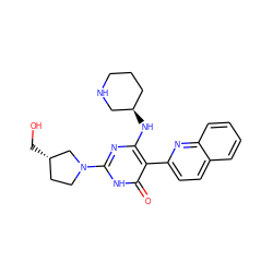 O=c1[nH]c(N2CC[C@H](CO)C2)nc(N[C@@H]2CCCNC2)c1-c1ccc2ccccc2n1 ZINC001772614758