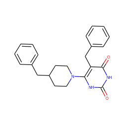 O=c1[nH]c(N2CCC(Cc3ccccc3)CC2)c(Cc2ccccc2)c(=O)[nH]1 ZINC000028707983