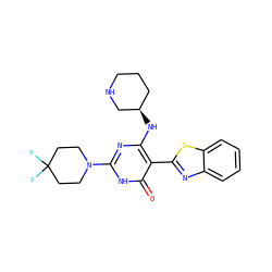 O=c1[nH]c(N2CCC(F)(F)CC2)nc(N[C@@H]2CCCNC2)c1-c1nc2ccccc2s1 ZINC001772643301