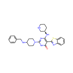 O=c1[nH]c(N2CCC(NCc3ccccc3)CC2)nc(N[C@@H]2CCCNC2)c1-c1nc2ccccc2s1 ZINC001772628616