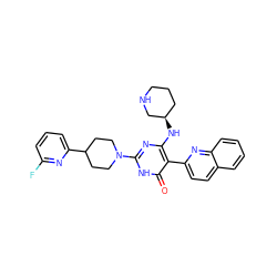 O=c1[nH]c(N2CCC(c3cccc(F)n3)CC2)nc(N[C@@H]2CCCNC2)c1-c1ccc2ccccc2n1 ZINC000221551415