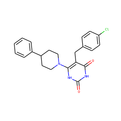 O=c1[nH]c(N2CCC(c3ccccc3)CC2)c(Cc2ccc(Cl)cc2)c(=O)[nH]1 ZINC000028708010