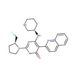 O=c1[nH]c(N2CCC[C@H]2CF)nc(N[C@@H]2CCCNC2)c1-c1ccc2ccccc2n1 ZINC000221556820