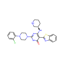 O=c1[nH]c(N2CCN(c3ccccc3Cl)CC2)nc(N[C@@H]2CCCNC2)c1-c1nc2ccccc2s1 ZINC001772643391