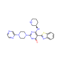 O=c1[nH]c(N2CCN(c3cnccn3)CC2)nc(N[C@@H]2CCCNC2)c1-c1nc2ccccc2s1 ZINC001772633841