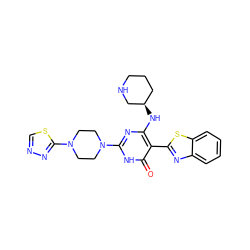 O=c1[nH]c(N2CCN(c3nncs3)CC2)nc(N[C@@H]2CCCNC2)c1-c1nc2ccccc2s1 ZINC001772651776