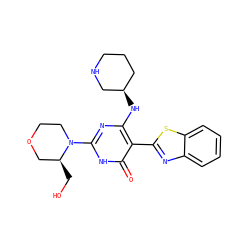 O=c1[nH]c(N2CCOC[C@@H]2CO)nc(N[C@@H]2CCCNC2)c1-c1nc2ccccc2s1 ZINC001772605228