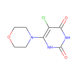 O=c1[nH]c(N2CCOCC2)c(Cl)c(=O)[nH]1 ZINC000014972679