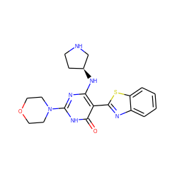 O=c1[nH]c(N2CCOCC2)nc(N[C@H]2CCNC2)c1-c1nc2ccccc2s1 ZINC000473113273