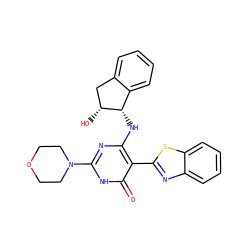 O=c1[nH]c(N2CCOCC2)nc(N[C@H]2c3ccccc3C[C@H]2O)c1-c1nc2ccccc2s1 ZINC001772643242