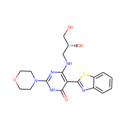 O=c1[nH]c(N2CCOCC2)nc(NC[C@@H](O)CO)c1-c1nc2ccccc2s1 ZINC001772610362