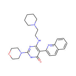 O=c1[nH]c(N2CCOCC2)nc(NCCN2CCCCC2)c1-c1ccc2ccccc2n1 ZINC000205743275