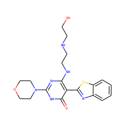 O=c1[nH]c(N2CCOCC2)nc(NCCNCCO)c1-c1nc2ccccc2s1 ZINC001772573031