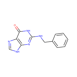 O=c1[nH]c(NCc2ccccc2)nc2[nH]cnc12 ZINC000026161976