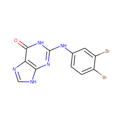 O=c1[nH]c(Nc2ccc(Br)c(Br)c2)nc2[nH]cnc12 ZINC000013726285