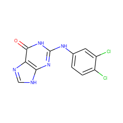 O=c1[nH]c(Nc2ccc(Cl)c(Cl)c2)nc2[nH]cnc12 ZINC000013602961