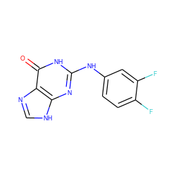 O=c1[nH]c(Nc2ccc(F)c(F)c2)nc2[nH]cnc12 ZINC000013602982