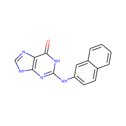 O=c1[nH]c(Nc2ccc3ccccc3c2)nc2[nH]cnc12 ZINC000013726320