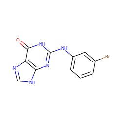 O=c1[nH]c(Nc2cccc(Br)c2)nc2[nH]cnc12 ZINC000005580602