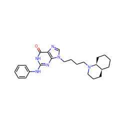 O=c1[nH]c(Nc2ccccc2)nc2c1ncn2CCCCN1CCC[C@@H]2CCCC[C@@H]21 ZINC000013644896