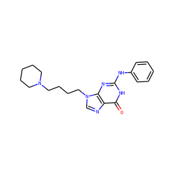 O=c1[nH]c(Nc2ccccc2)nc2c1ncn2CCCCN1CCCCC1 ZINC000013644883