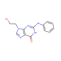 O=c1[nH]c(Nc2ccccc2)nc2c1ncn2CCO ZINC000013644849