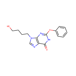 O=c1[nH]c(Oc2ccccc2)nc2c1ncn2CCCCO ZINC000014977331