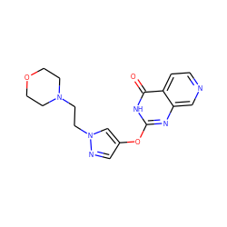 O=c1[nH]c(Oc2cnn(CCN3CCOCC3)c2)nc2cnccc12 ZINC000222595518