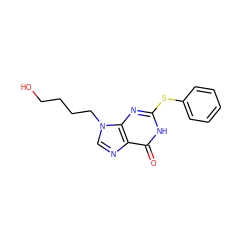 O=c1[nH]c(Sc2ccccc2)nc2c1ncn2CCCCO ZINC000014977328