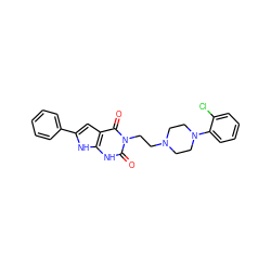 O=c1[nH]c2[nH]c(-c3ccccc3)cc2c(=O)n1CCN1CCN(c2ccccc2Cl)CC1 ZINC000101037109