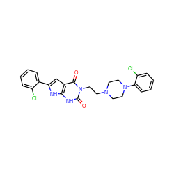 O=c1[nH]c2[nH]c(-c3ccccc3Cl)cc2c(=O)n1CCN1CCN(c2ccccc2Cl)CC1 ZINC000101061391