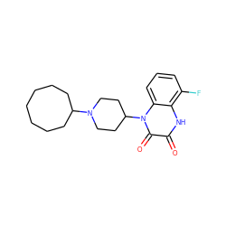 O=c1[nH]c2c(F)cccc2n(C2CCN(C3CCCCCCC3)CC2)c1=O ZINC000115713627