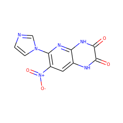 O=c1[nH]c2cc([N+](=O)[O-])c(-n3ccnc3)nc2[nH]c1=O ZINC000013755437