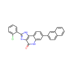 O=c1[nH]c2cc(-c3ccc4ccccc4c3)ccc2c2[nH]c(-c3ccccc3Cl)nc12 ZINC000096270718