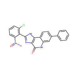 O=c1[nH]c2cc(-c3ccccc3)ccc2c2[nH]c(-c3c(Cl)cccc3[N+](=O)[O-])nc12 ZINC000096270711