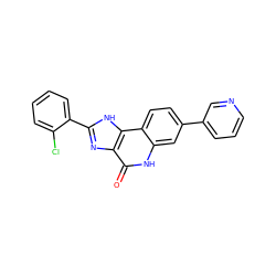 O=c1[nH]c2cc(-c3cccnc3)ccc2c2[nH]c(-c3ccccc3Cl)nc12 ZINC000096270715